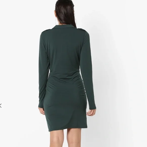 Vero Moda Sheath Dress with Notched Lapels (Dark Green) - Picture 3 of 15